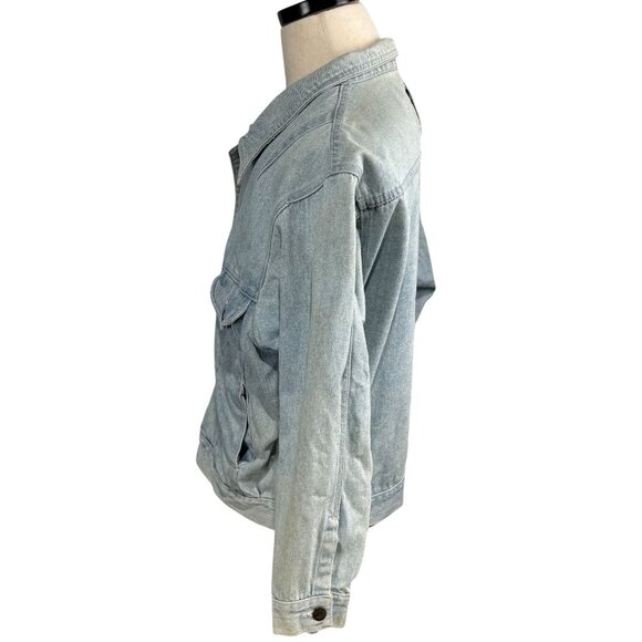 Vintage Uniform Blues Denim 80's Jacket Large Button-Up Light Wash Distressed - Picture 2 of 9